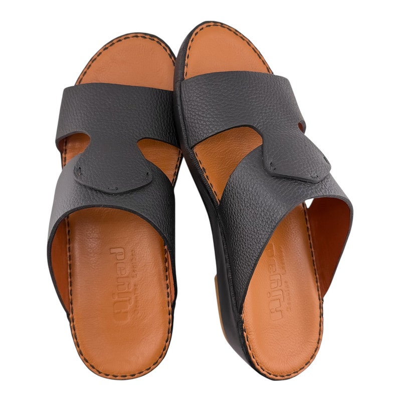AJYAD Handmade Arabic Sandals For Men | Outdoor Mens Slippers | Everyday Flip Flops Open Toe | Arabic Genuine Shamwa Leather | New Design | Tan Footbed | Comfortable & LightWeight - Image 3